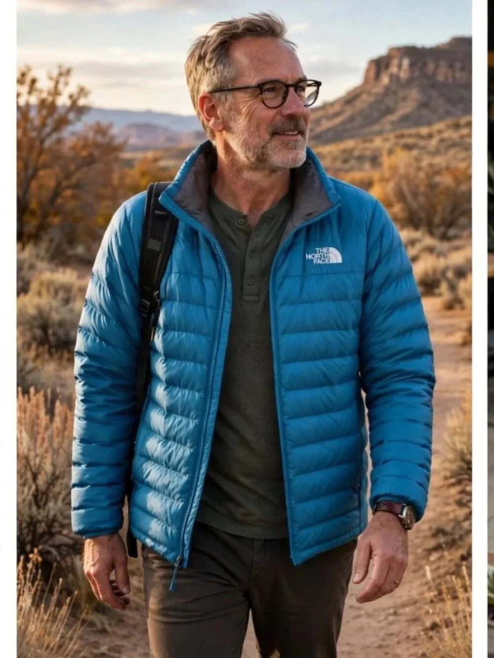 The North Face Men' Minoqua Down Jacket 600 fill DWR $220 in Digital Steel Blue